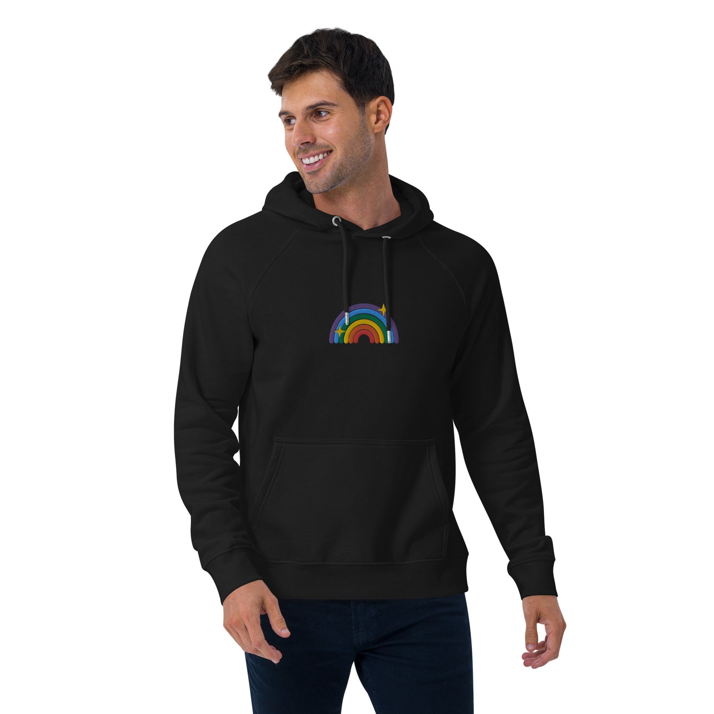 Eco Raglan Hoodie: Queer Rainbow
