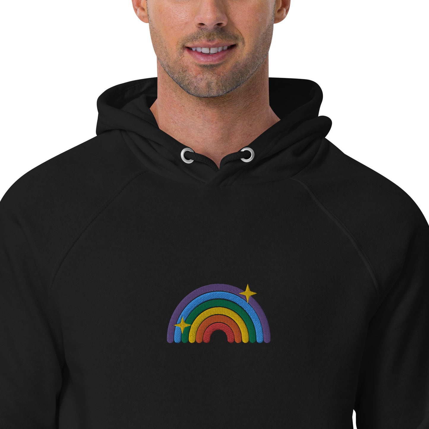 Eco Raglan Hoodie: Queer Rainbow