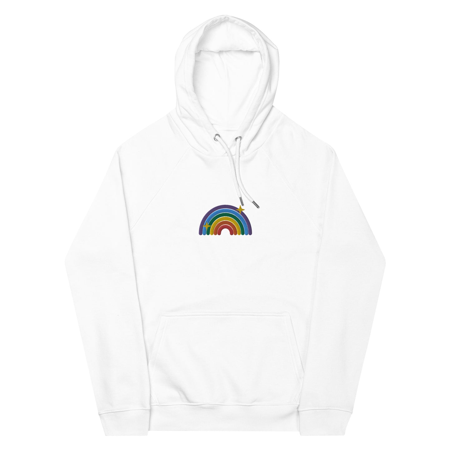 Eco Raglan Hoodie: Queer Rainbow