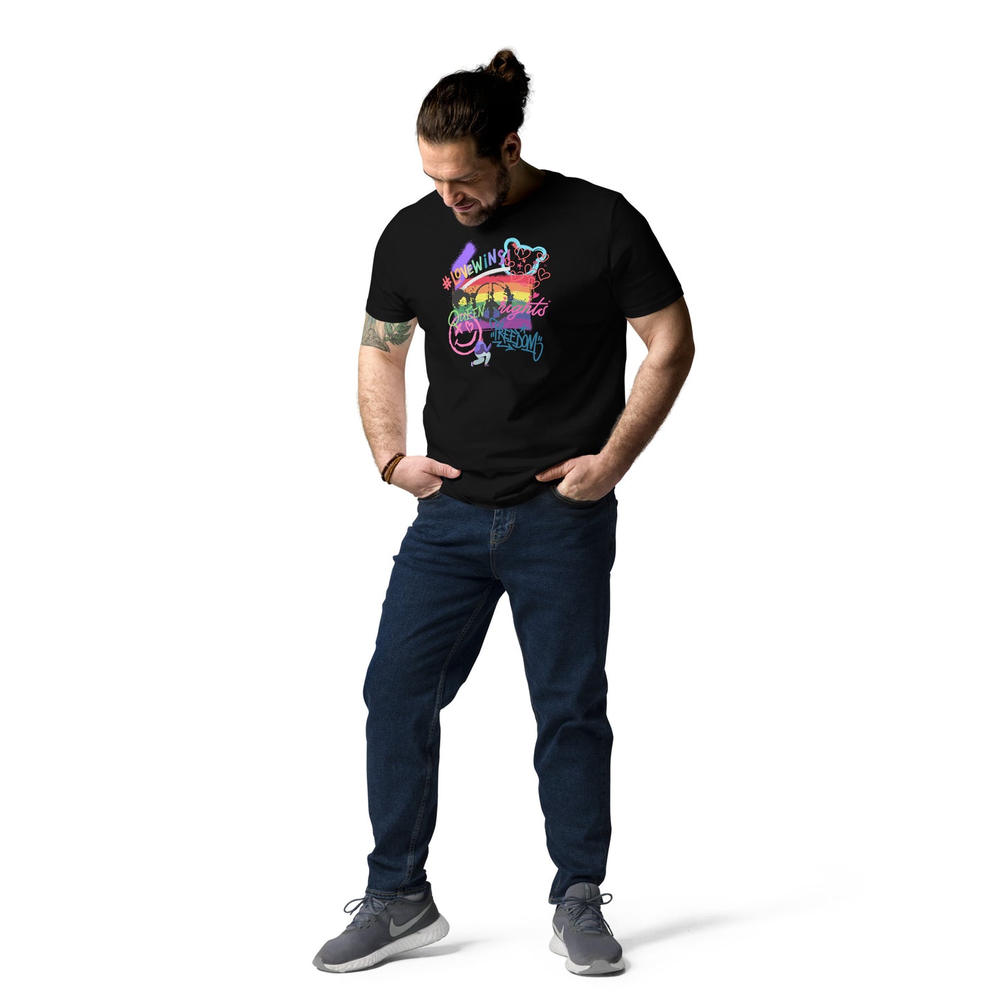 Organic Cotton T-shirt: Pride Graffiti Graphic Print
