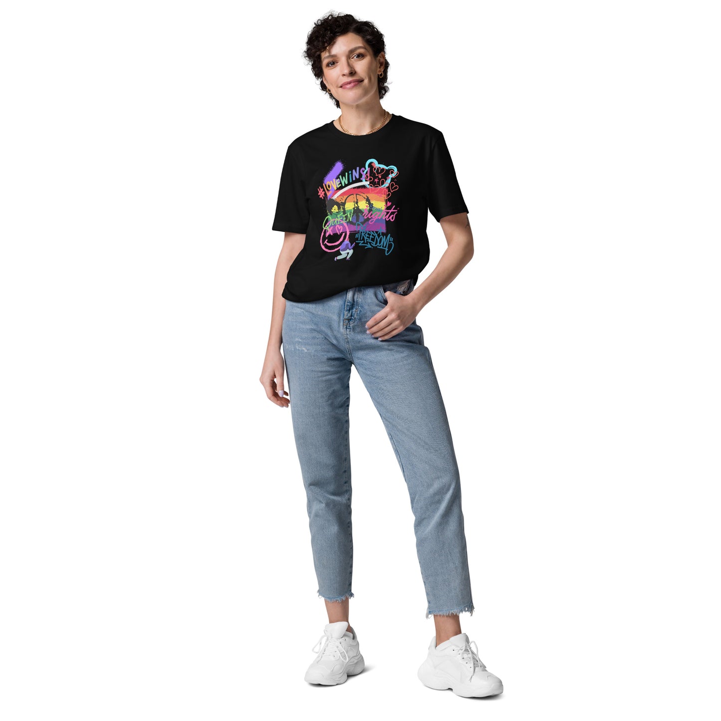 Organic Cotton T-shirt: Pride Graffiti Graphic Print