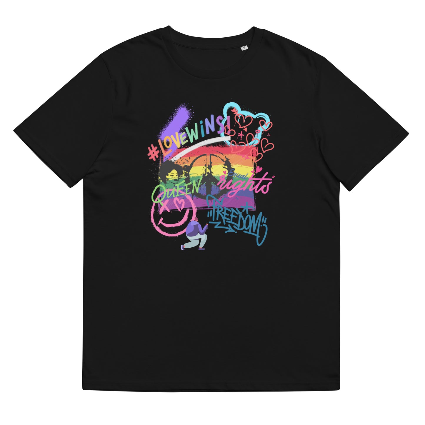 Organic Cotton T-shirt: Pride Graffiti Graphic Print