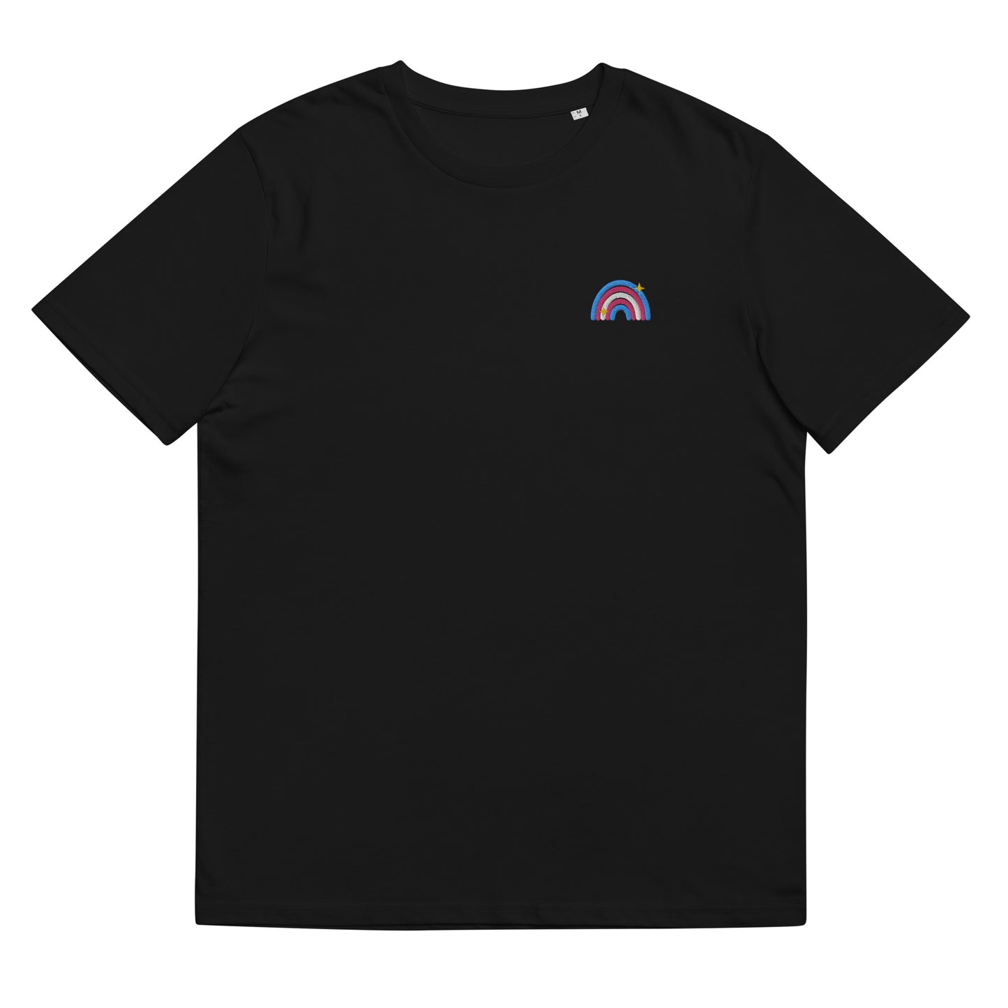 Organic Cotton T-shirt: Transexual Rainbow Embroidery