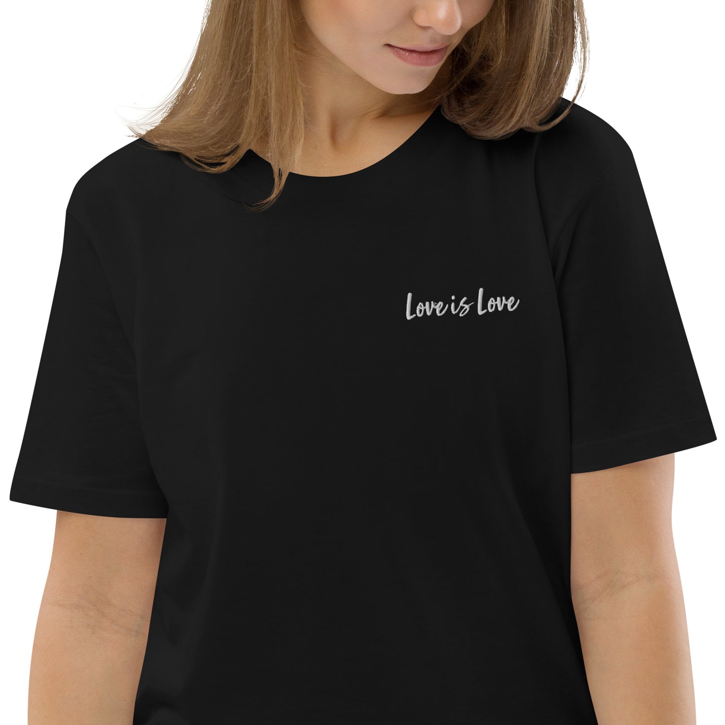 Organic Cotton T-shirt: Love is Love Embroidery
