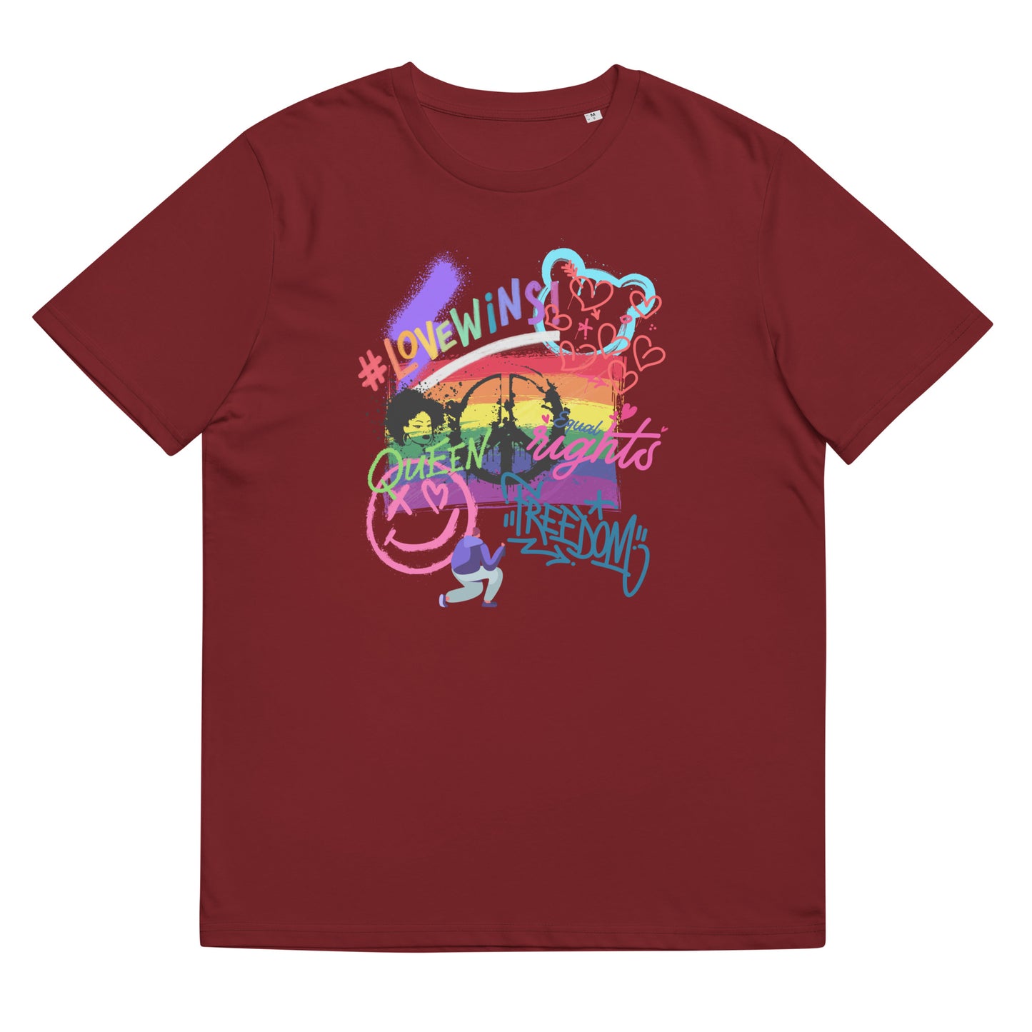 Organic Cotton T-shirt: Pride Graffiti Graphic Print