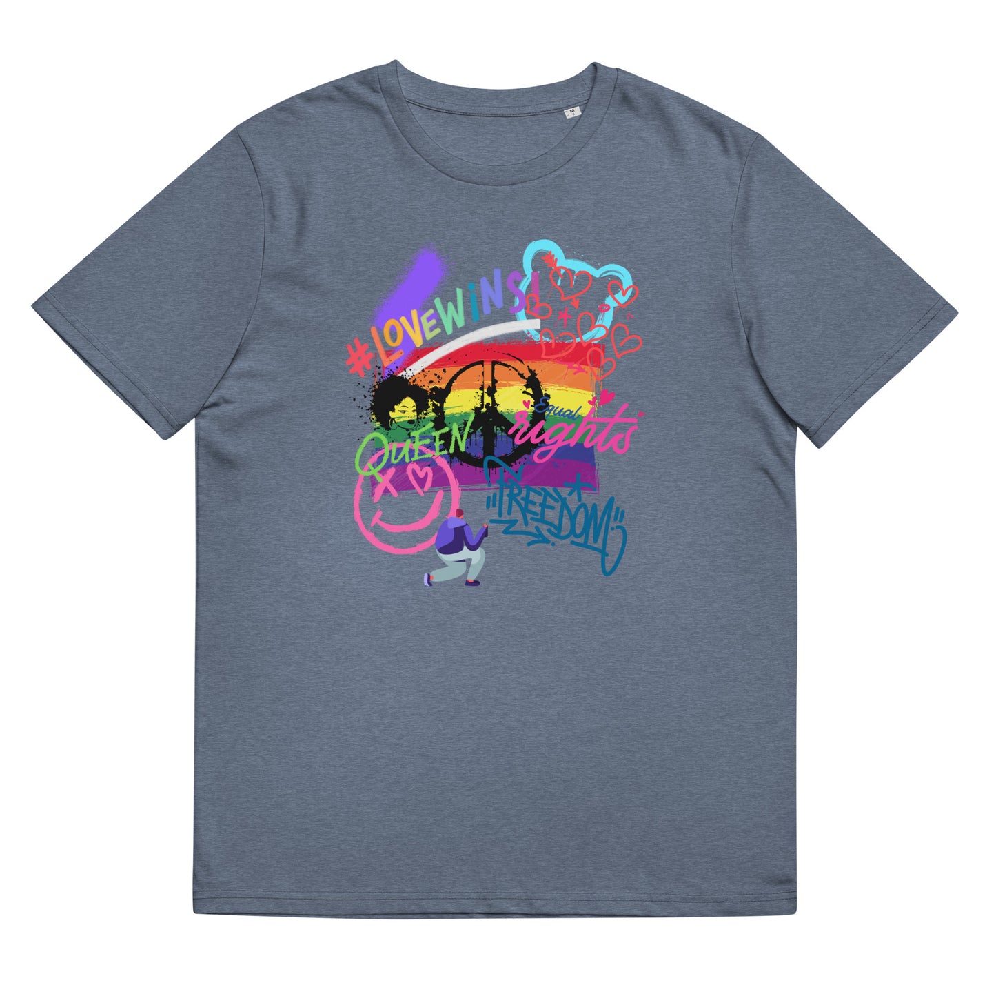 Organic Cotton T-shirt: Pride Graffiti Graphic Print