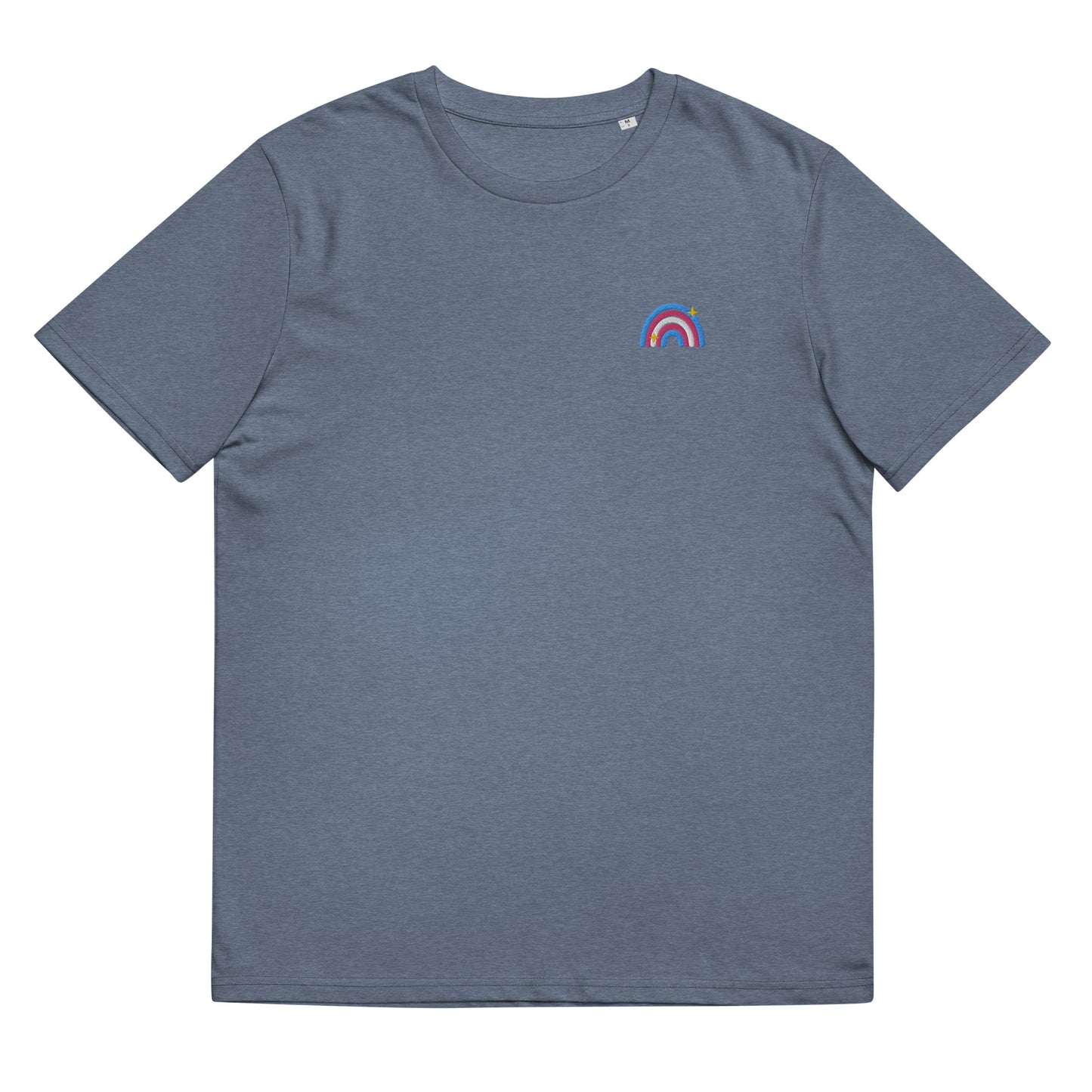 Organic Cotton T-shirt: Transexual Rainbow Embroidery
