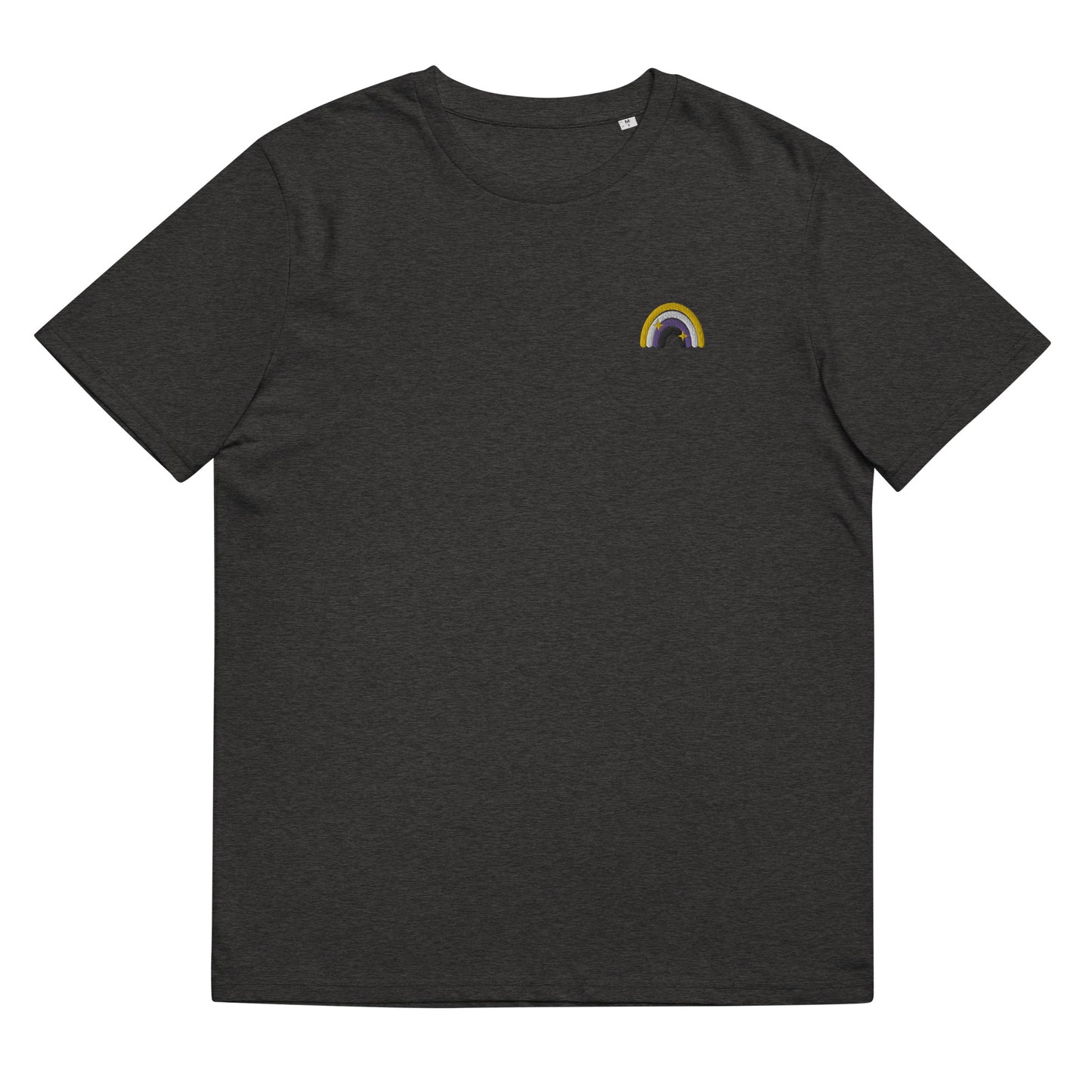 Organic Cotton T-shirt: Non-Binary Rainbow Embroidery