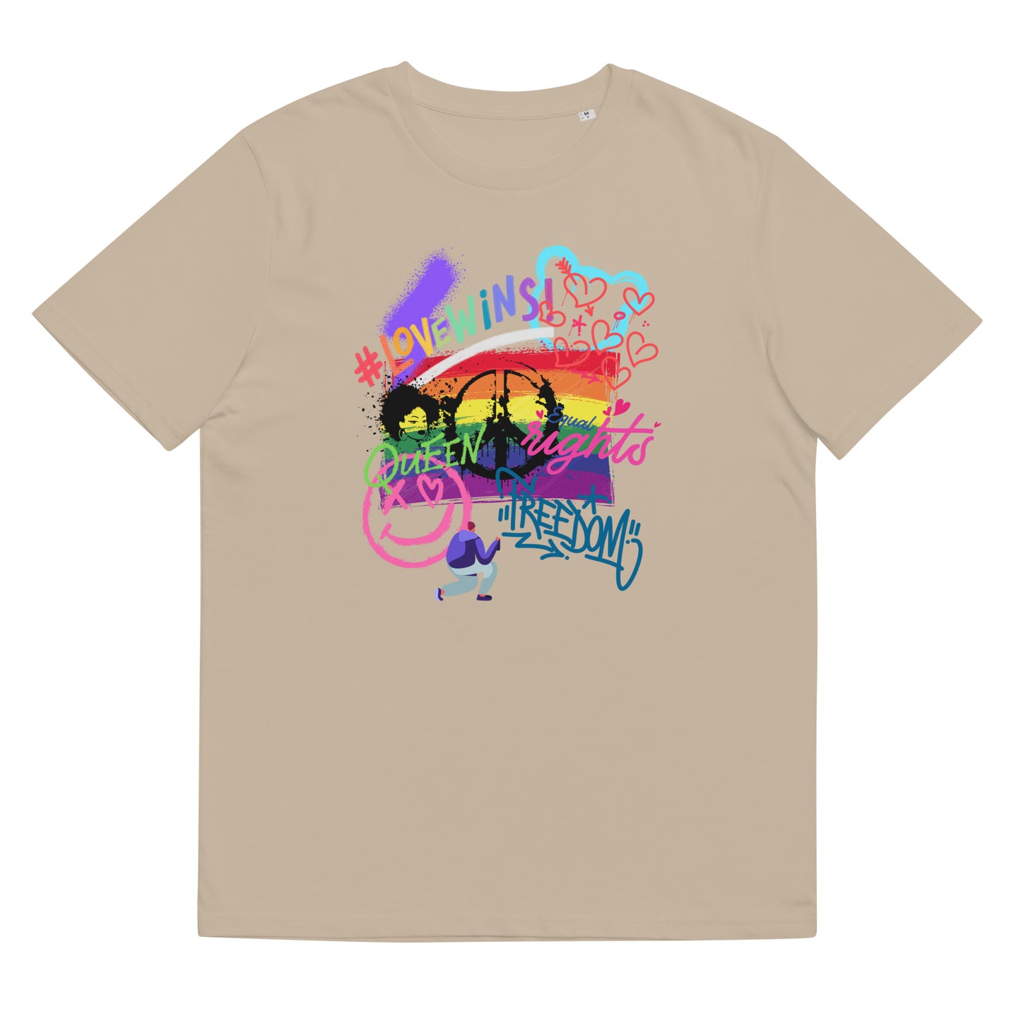 Organic Cotton T-shirt: Pride Graffiti Graphic Print