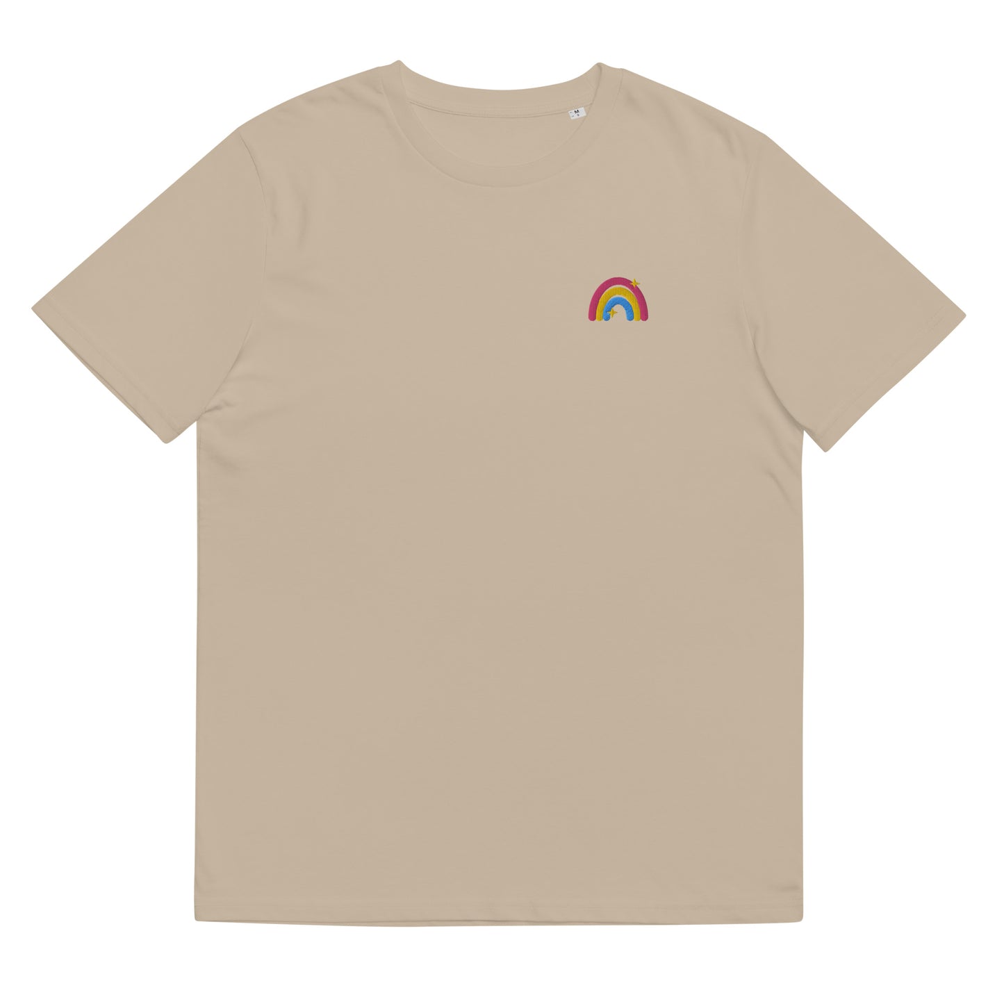 Organic Cotton T-shirt: Pansexual Rainbow Embroidery