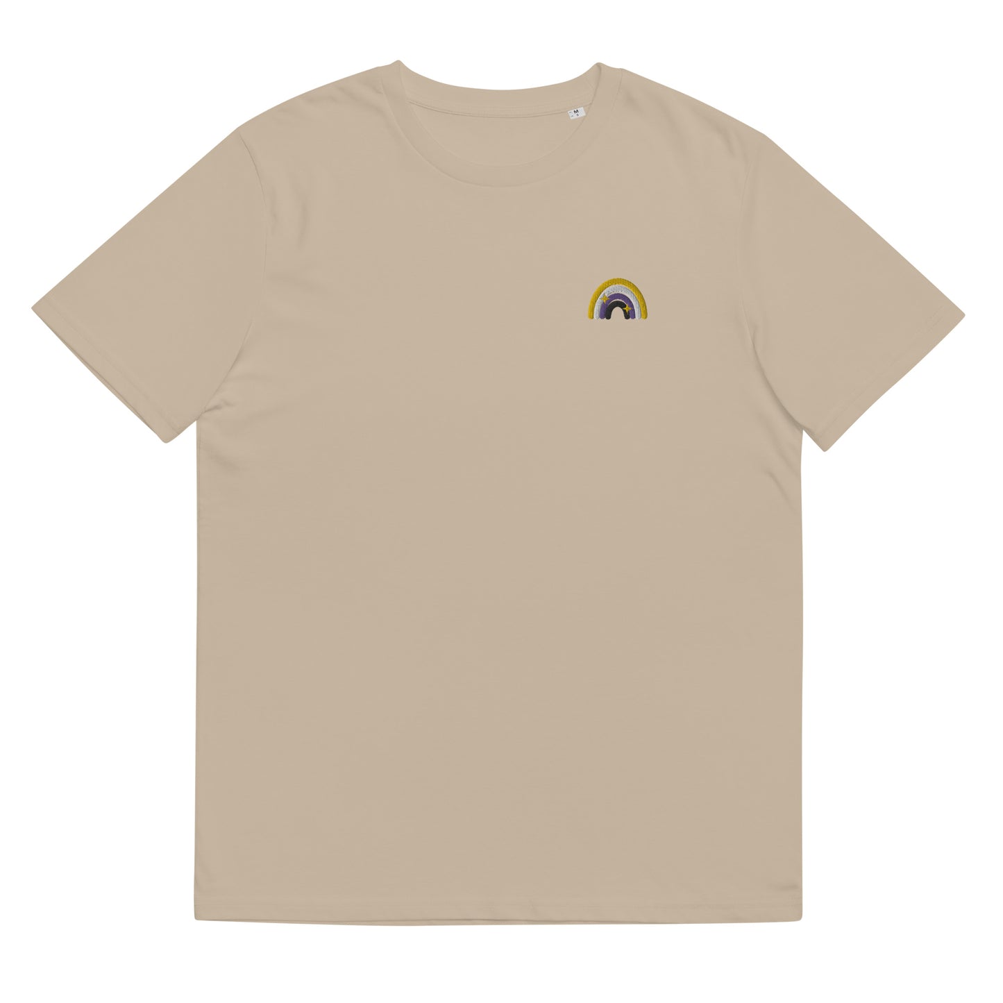 Organic Cotton T-shirt: Non-Binary Rainbow Embroidery