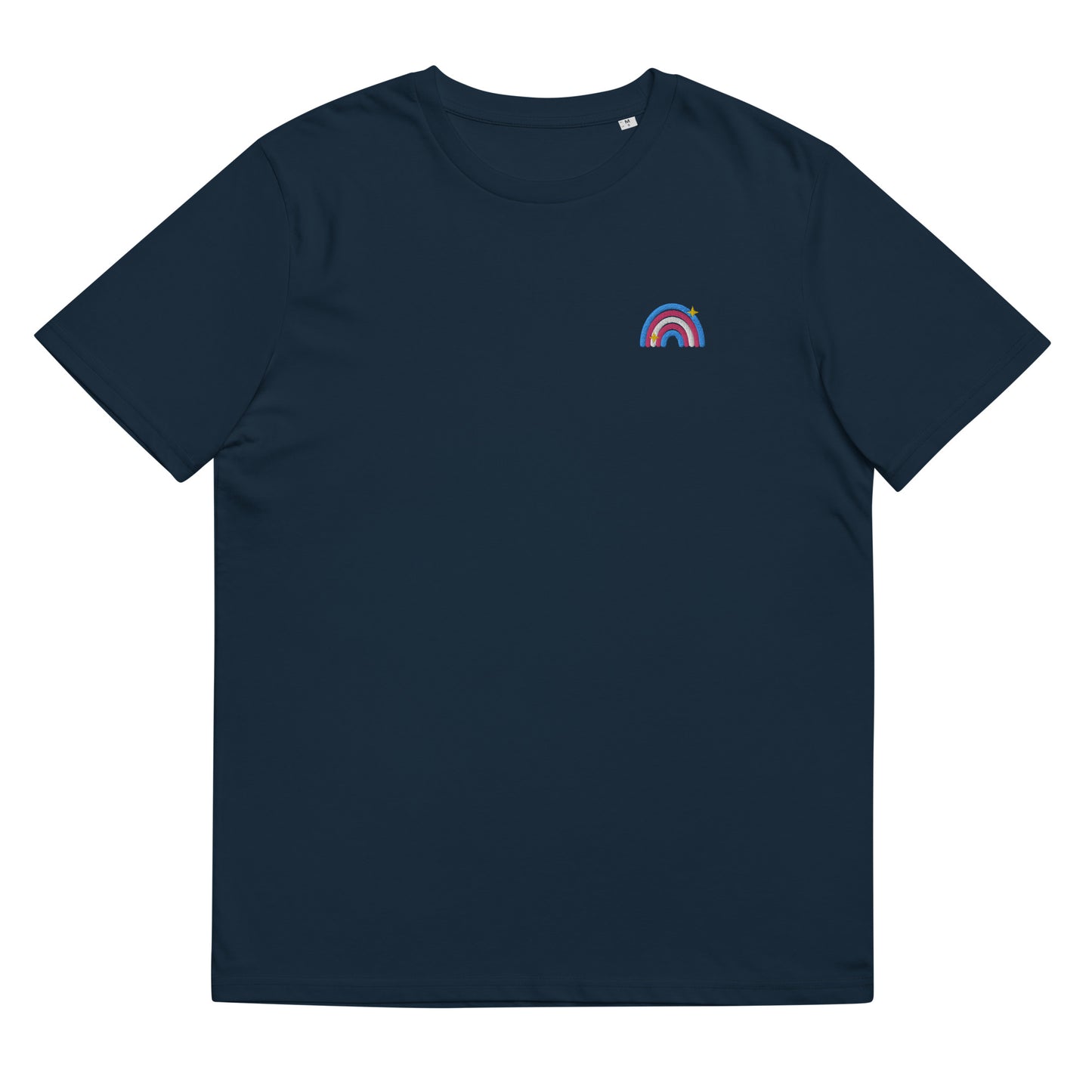 Organic Cotton T-shirt: Transexual Rainbow Embroidery