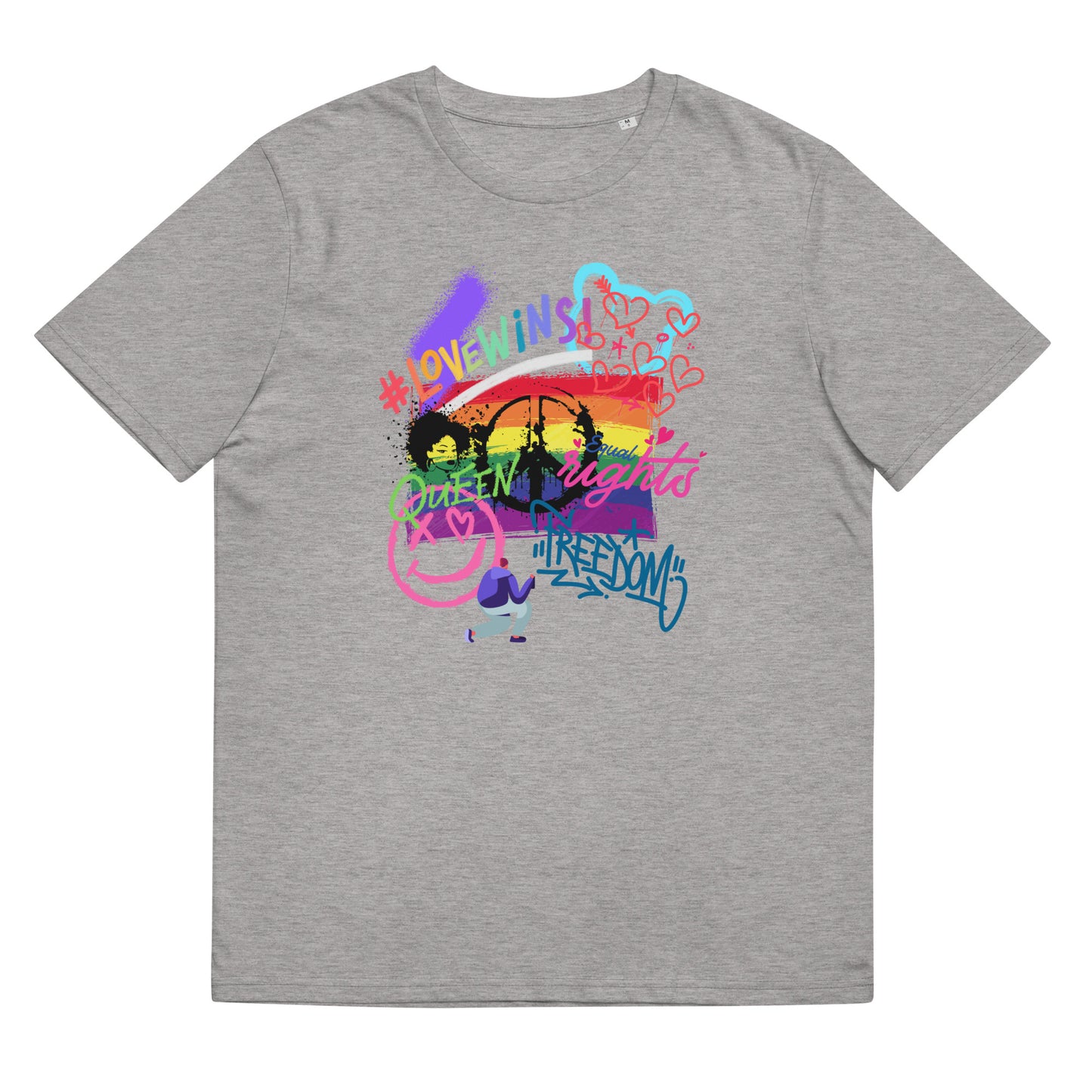 Organic Cotton T-shirt: Pride Graffiti Graphic Print