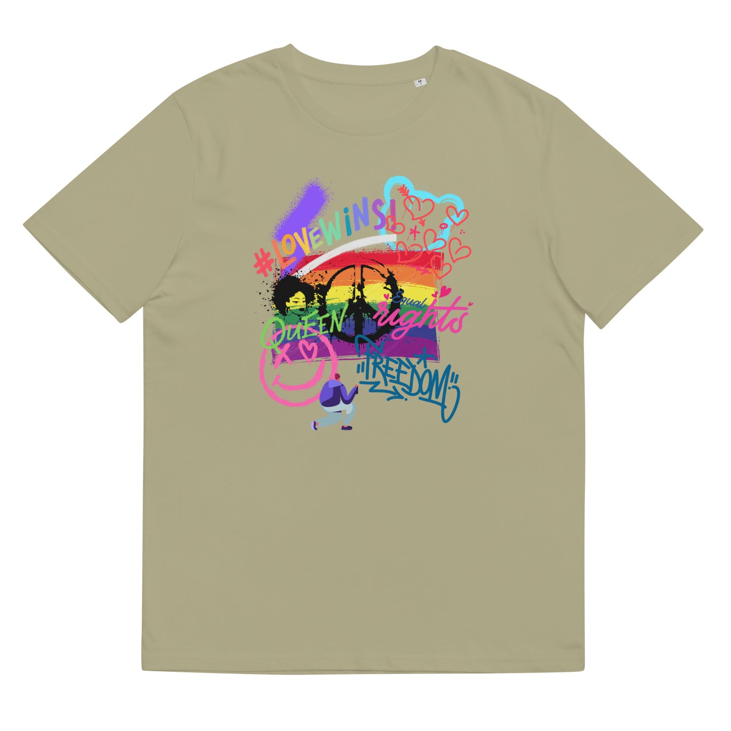 Organic Cotton T-shirt: Pride Graffiti Graphic Print