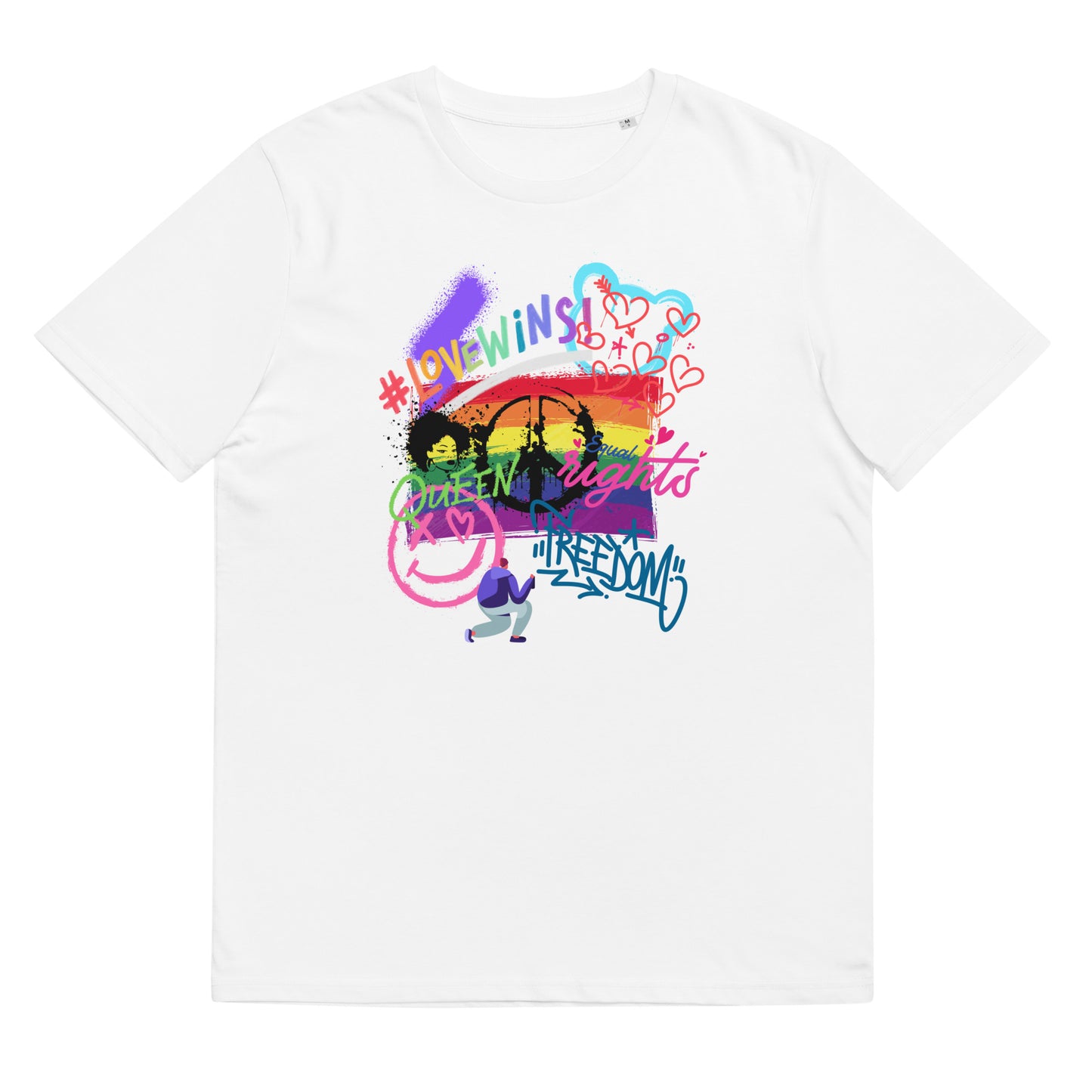 Organic Cotton T-shirt: Pride Graffiti Graphic Print