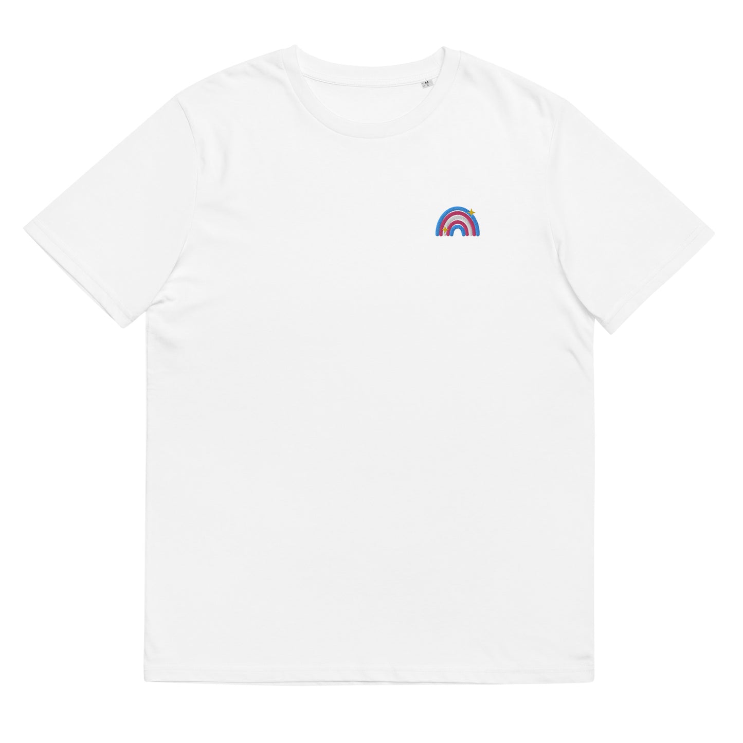 Organic Cotton T-shirt: Transexual Rainbow Embroidery