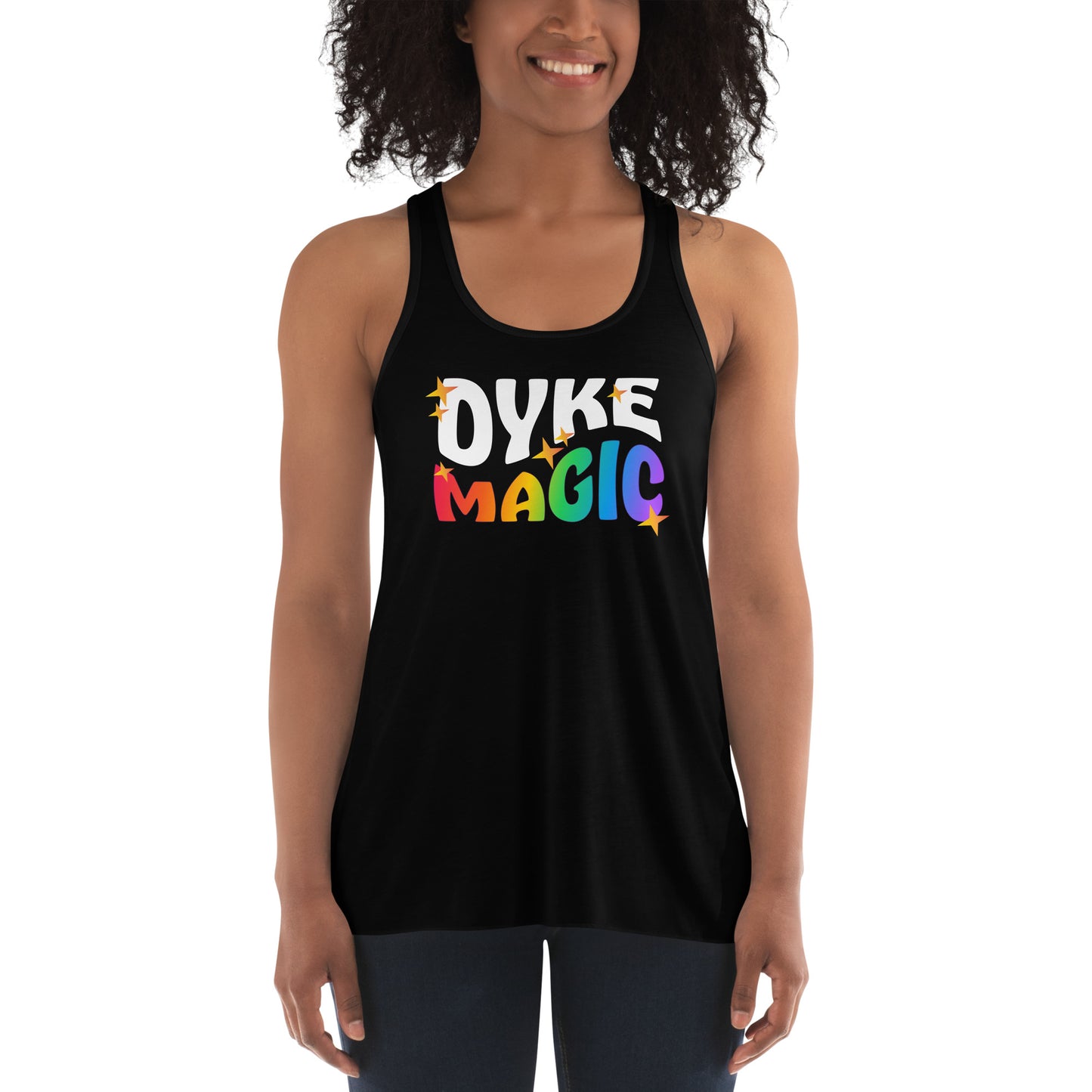 Women's Flowy Racerback Tank: Dyke Magic