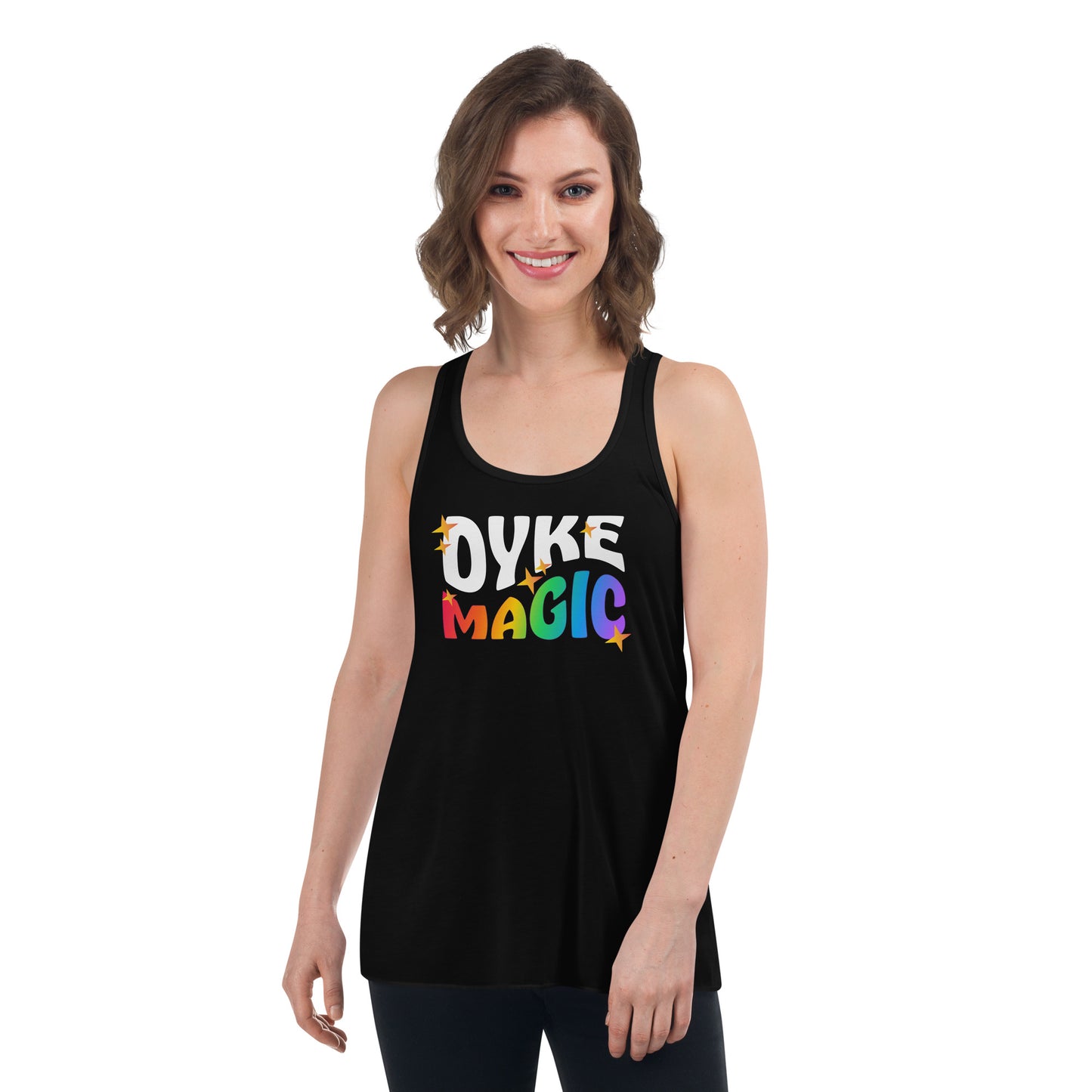 Women's Flowy Racerback Tank: Dyke Magic