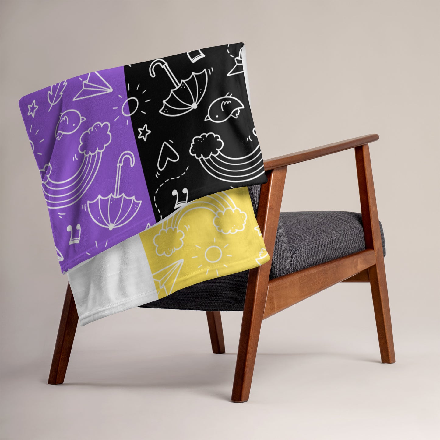 Non-Binary Pride Throw Blanket