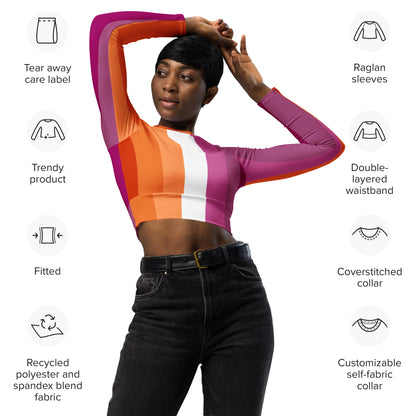 Lesbian Pride Long-Sleeve Crop Top