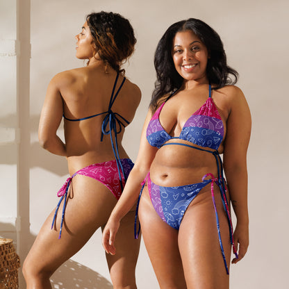 Bikini string imprimé couleurs bisexuelles