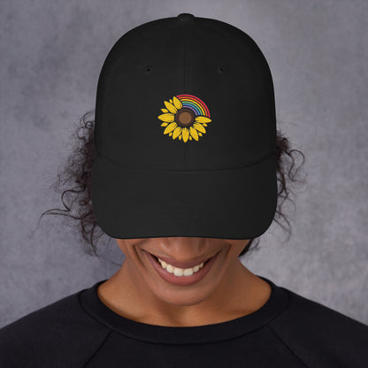 Baseball Hat: Rainbow Sunflower