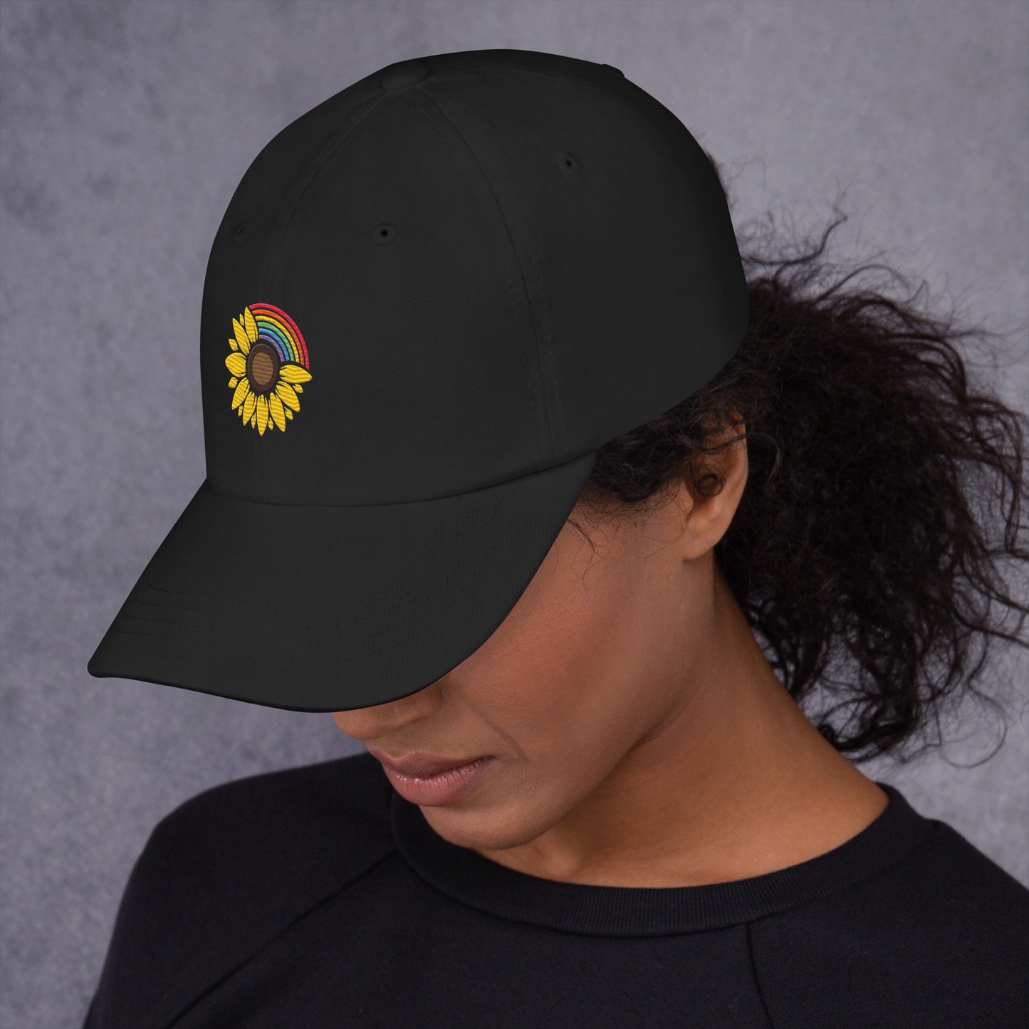 Baseball Hat: Rainbow Sunflower