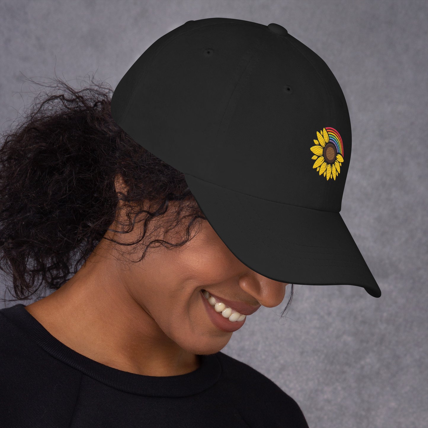 Baseball Hat: Rainbow Sunflower