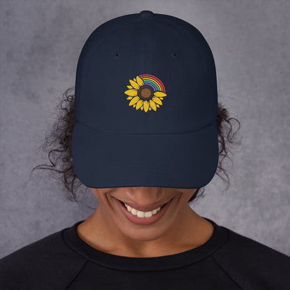 Baseball Hat: Rainbow Sunflower