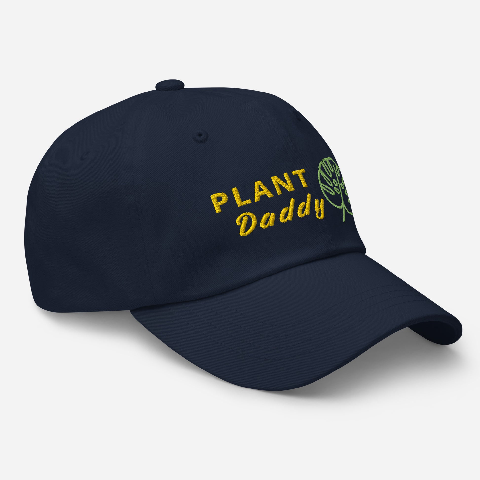 Navy baseball hat featuring pant daddy embroidery with a low profile, adjustable strap.