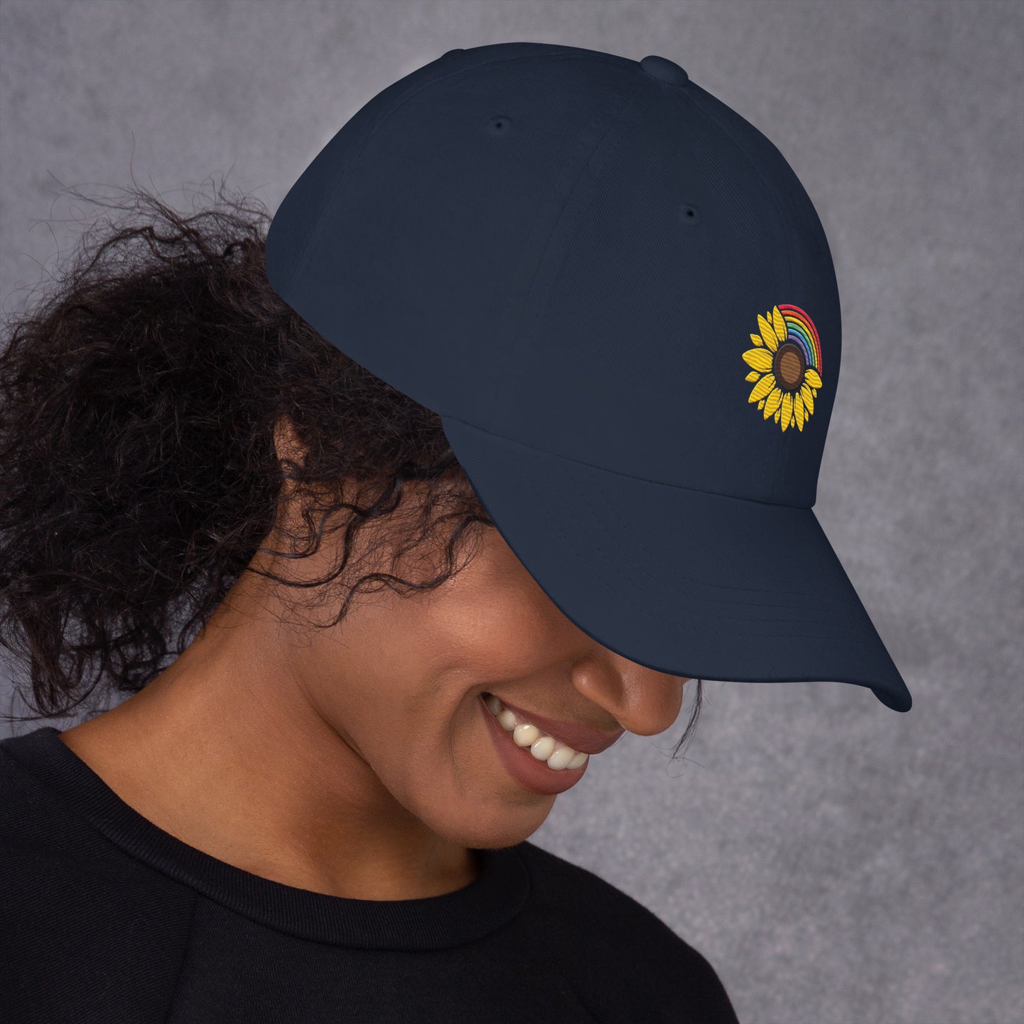 Baseball Hat: Rainbow Sunflower