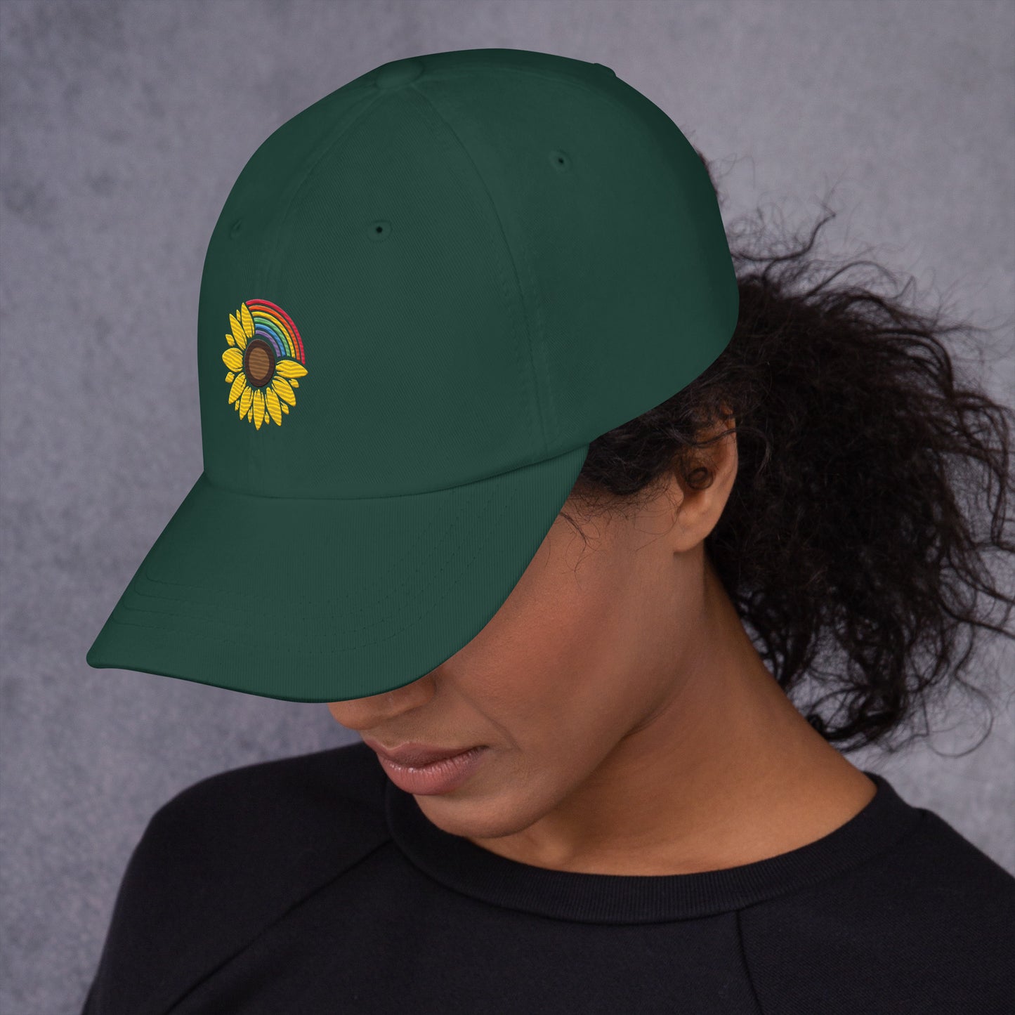 Baseball Hat: Rainbow Sunflower