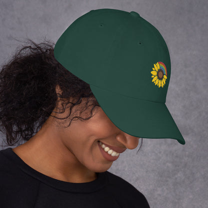 Baseball Hat: Rainbow Sunflower