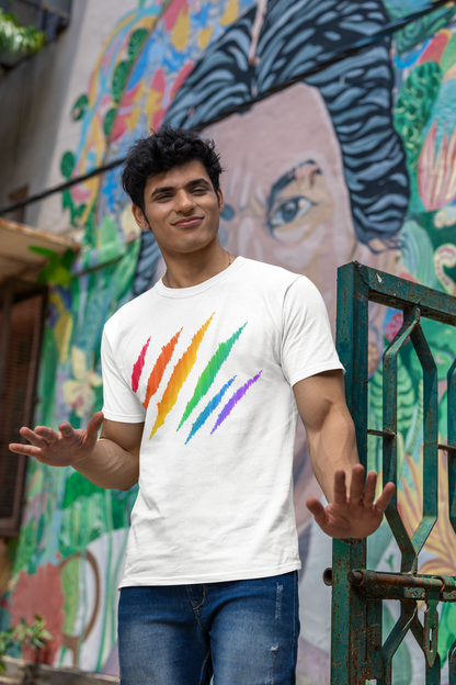 Organic Cotton T-shirt Print: Rainbow Pride Mark