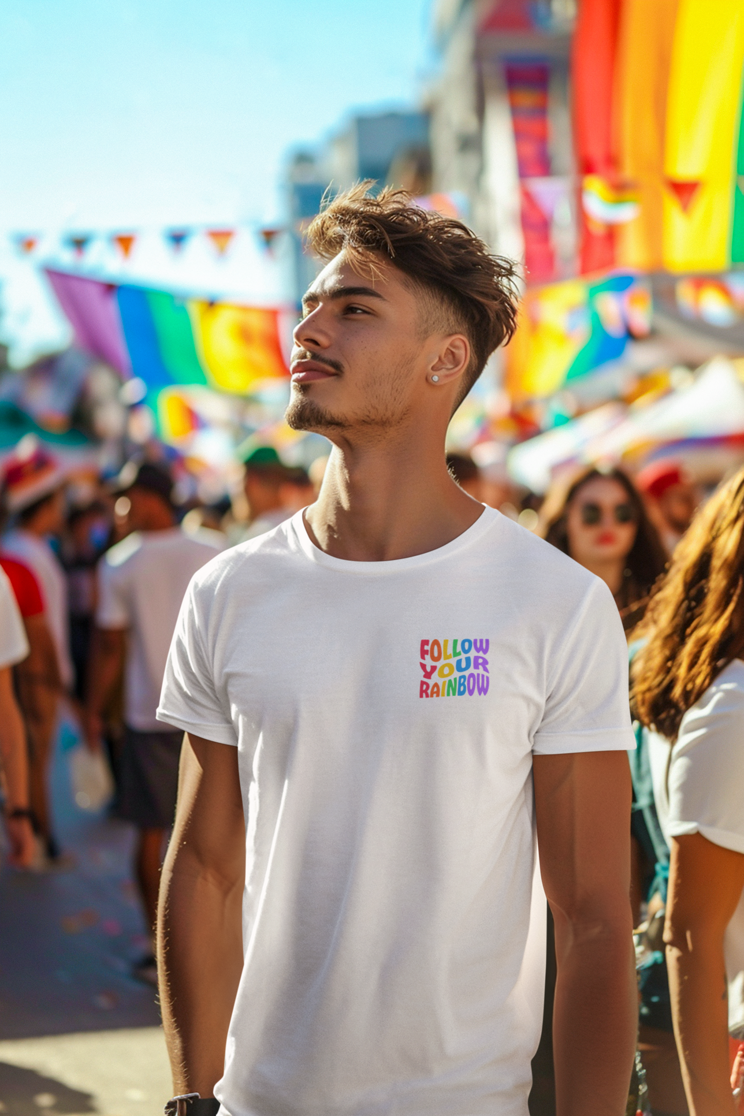 T-shirt en coton bio : Suivez votre arc-en-ciel