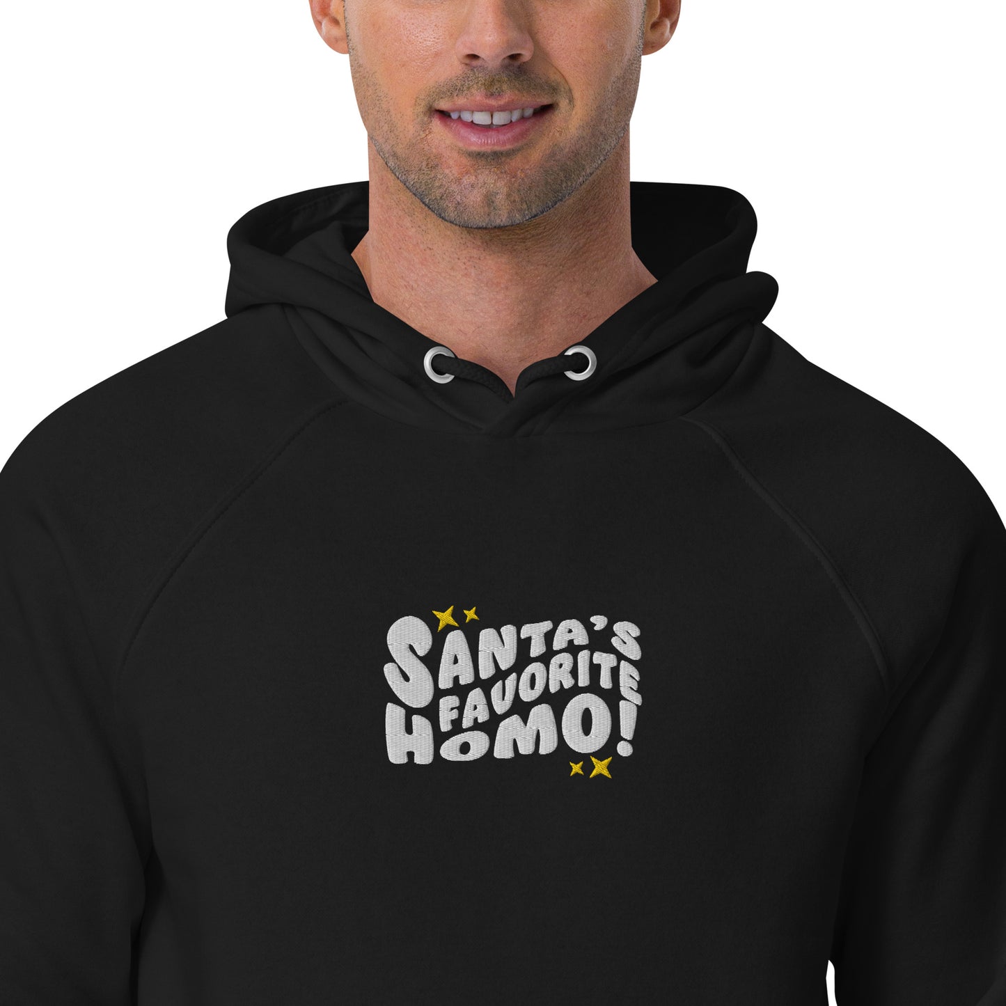 Eco raglan hoodie: Santa's Favorite Homo