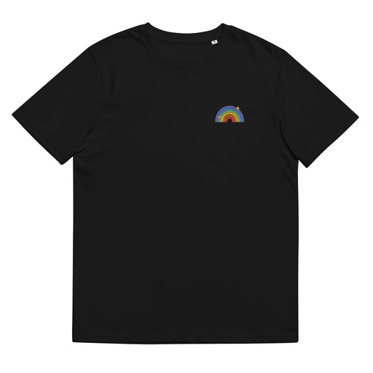 Organic Cotton T-shirt: Rainbow Pride Embroidery
