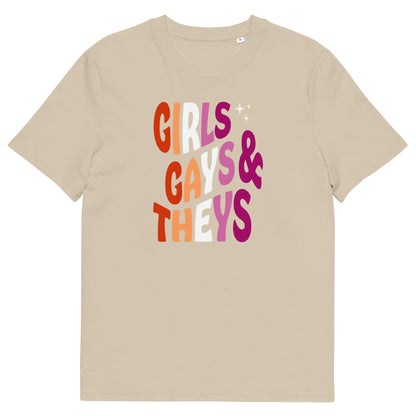 Organic Cotton T-shirt Print: Girls Gays & Theys