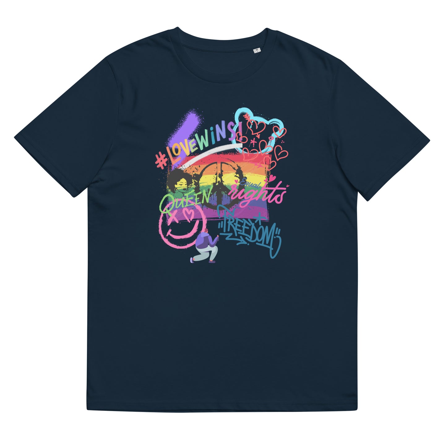 Organic Cotton T-shirt: Pride Graffiti Graphic Print