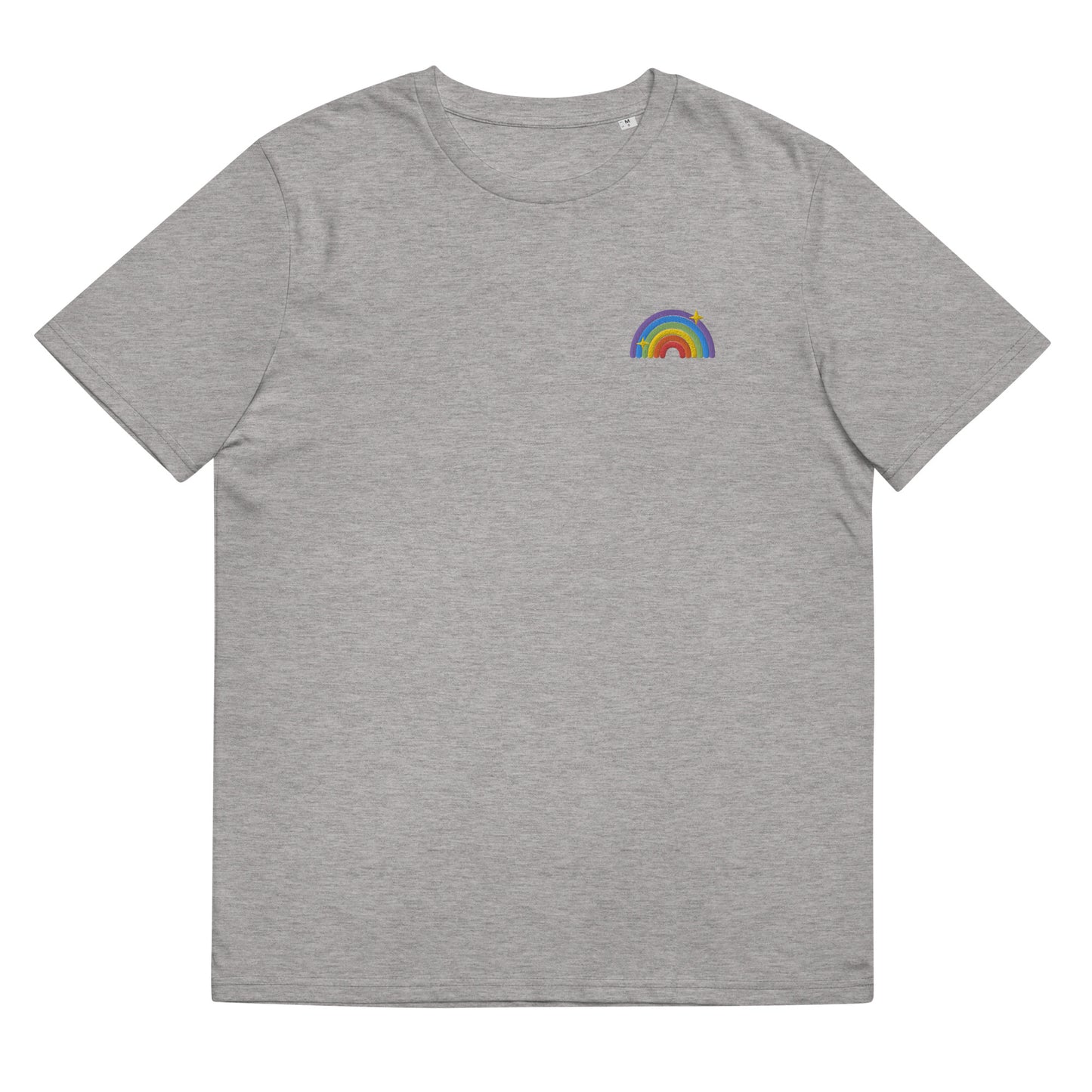 T-shirt en coton biologique : broderie queer arc-en-ciel