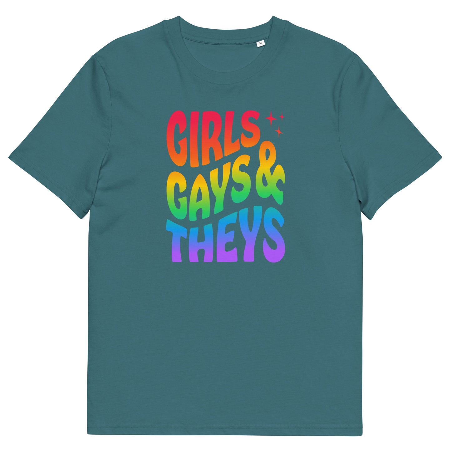 Organic Cotton T-shirt Print: Girls Gays & Theys Rainbow