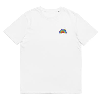 T-shirt en coton biologique : broderie queer arc-en-ciel