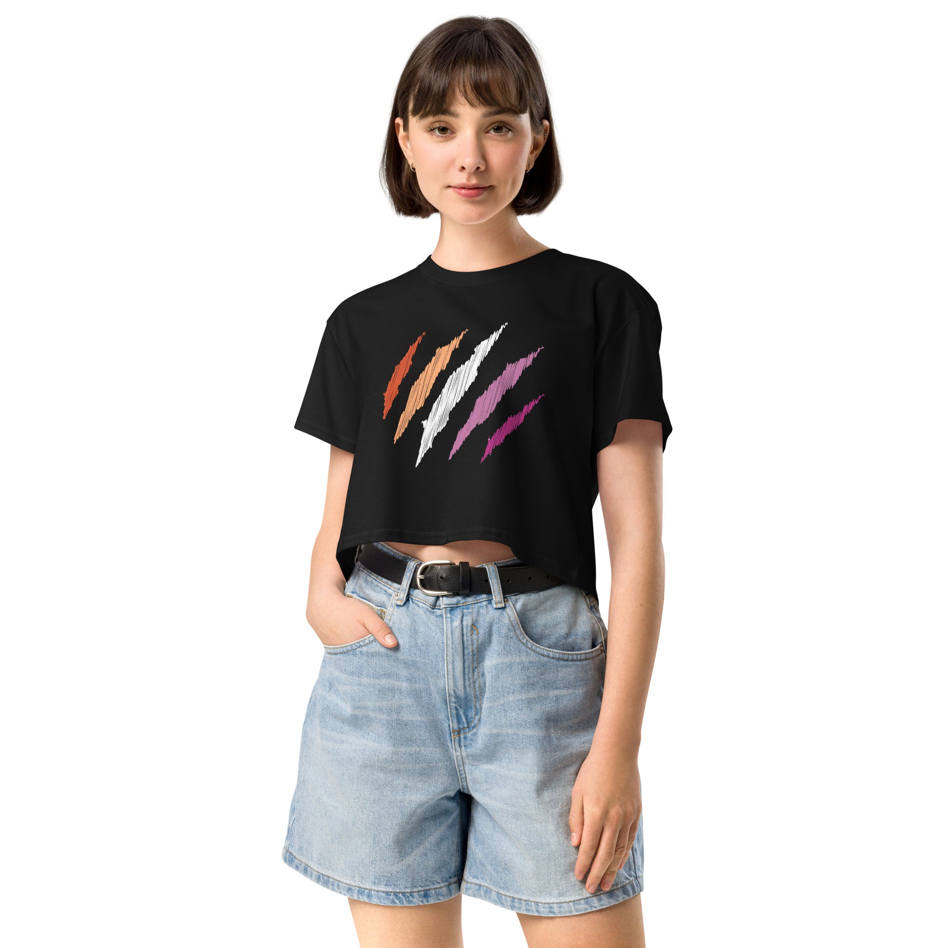 Crop Top: Lesbian Mark Print